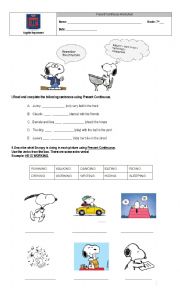 English Worksheet: Present Continuous