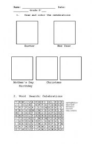 English Worksheet: Celebrations 