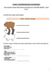 English Worksheet: WE BARE BEARS FOOD TRUCK EPISODE PAST SIMPLE