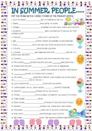 English Worksheet: Summer with present simple
