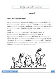 English Worksheet: Meals (Culture - Family and friends 2) 