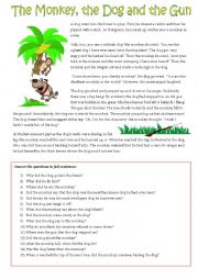 English Worksheet: The Monkey and the Dog