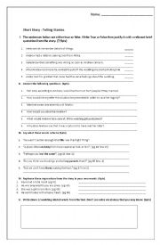 English Worksheet: Short Story: Telling Stories Quiz