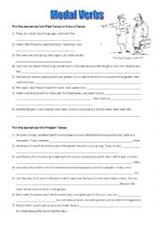 English Worksheet: Modal verbs in present, past or future