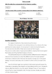 English Worksheet: Haka All Blacks