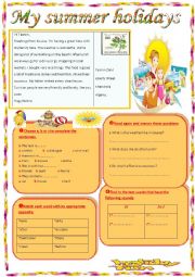 English Worksheet: My summer holidays