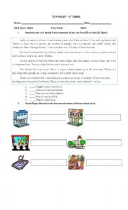 City Places Worksheet