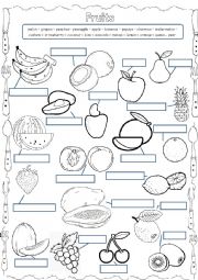 Worksheet about fruits
