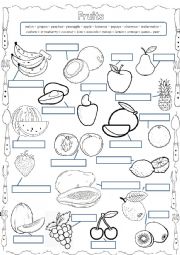 Worksheet about fruits