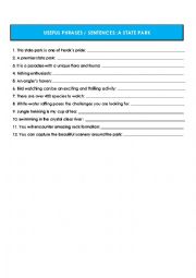 English Worksheet: USEFUL SENTENCES - A STATE PARK