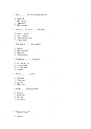 English Worksheet: multiple choice quiz