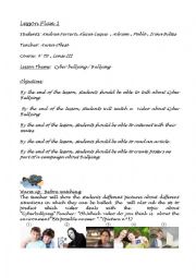 English Worksheet: Bullying plan