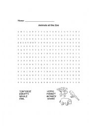 English Worksheet: Animals Word Puzzle