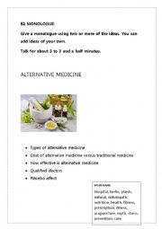 English Worksheet: B1 MONOLOGUE: ALTERNATIVE MEDICINE