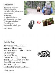 English Worksheet: Grizzly bear poem