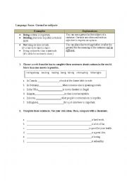 English Worksheet: Gerunds as subjects