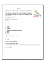 English Worksheet: Reading Worksheet Titled (Field Trip)