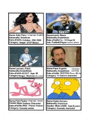 English Worksheet: Famous People ID Cards (Argentina) Game