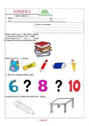 English Worksheet: Short test for kindergarten