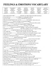 English Worksheet: Feelings and emotions Vocabulary