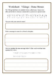 English Worksheet: Viking Runes Worksheet