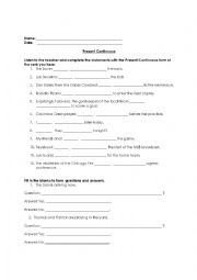 English Worksheet: Present continuous exercise