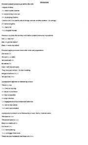 English Worksheet: pronouns