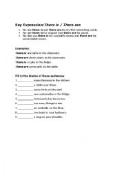 English Worksheet: There is / The are