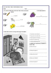 English Worksheet: demonstratives- prepositions exercise 