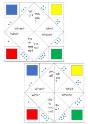 English Worksheet: Wh- Question Words Cootie Catcher