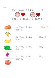 English Worksheet: Fruit: Do you like? 