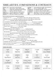 English Worksheet: Comparisons and contrasts