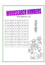 NUMBERS WORDSEARCH