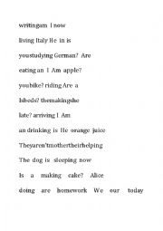 English Worksheet: Word order cutouts