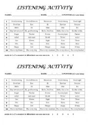 English Worksheet: Listening activity - basic contents