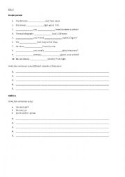 English Worksheet: Simple present and can/cant