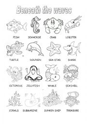 English Worksheet: Beneath the waves (Sea animals)