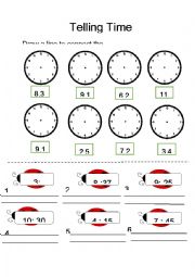 English Worksheet: Telling time