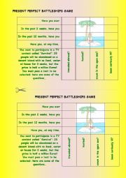 English Worksheet: battleships - present perfect