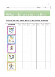 English Worksheet: Dairy Routine in the morning