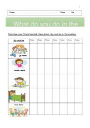 English Worksheet: Dairy Routine in the evening