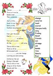 English Worksheet: Beauty And The Beast Tale as old as Time Song