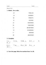 test numbers 1-20