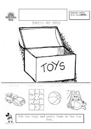 English Worksheet: Toys car, puzzle, ball and doll
