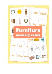 English Worksheet: Furniture memory cards