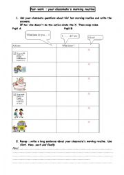 English Worksheet: Pair-work morning routine