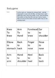 English Worksheet: Body part game