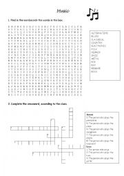 English Worksheet: Music Worksheet