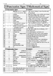 English Worksheet: PUNCTUATION 001 Punctuation & Maths Signs