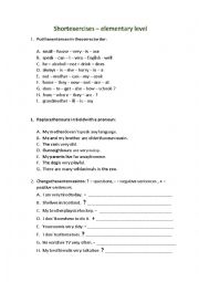 English Worksheet: Short exercises - elementary level